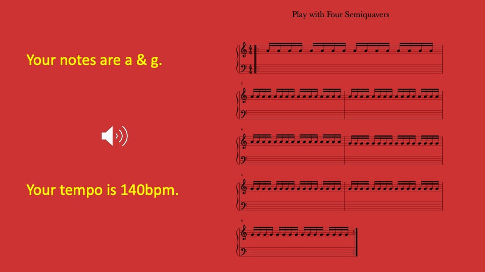 Sound the Semiquavers for a Quarter of the Beat